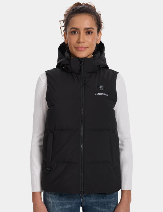 Women’s Heated Down Vest with Detachable Hood