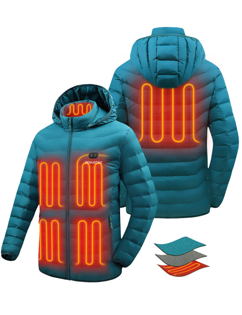 Heated Jacket With Dual Control Button 7.4V For Unisex - Green Heated Jacket With Dual Control Button 7.4V For Unisex - Green