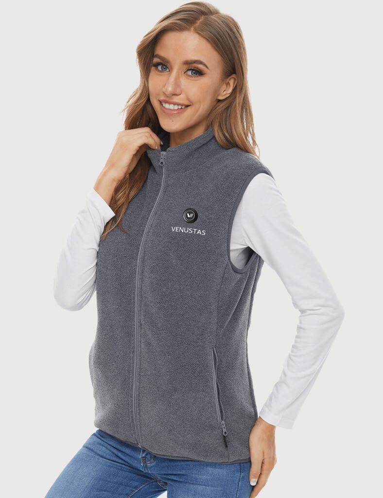 Women's Heated Fleece Vest - Grey Women's Heated Fleece Vest - Grey