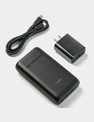 7.4V/12V Battery (74Wh) & Charger Set, 10K by Venustas black battery pack with charging cable