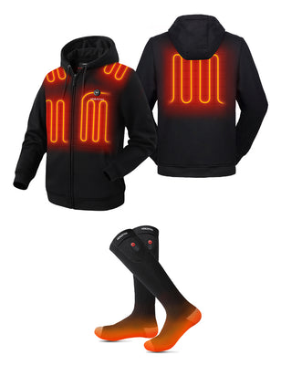 Unisex Zipper up Heated Hoodie & Heated Socks, U2138 & S10