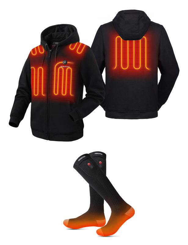 Unisex Zipper up Heated Hoodie & Heated Socks, U2138 & S10