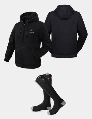 Unisex Zipper up Heated Hoodie & Heated Socks, U2138 & S10