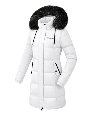 Women's Long Hooded Down Parka with Detachable Hood