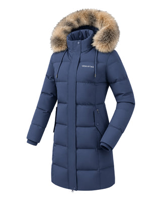 Women's Long Hooded Down Parka with Detachable Hood