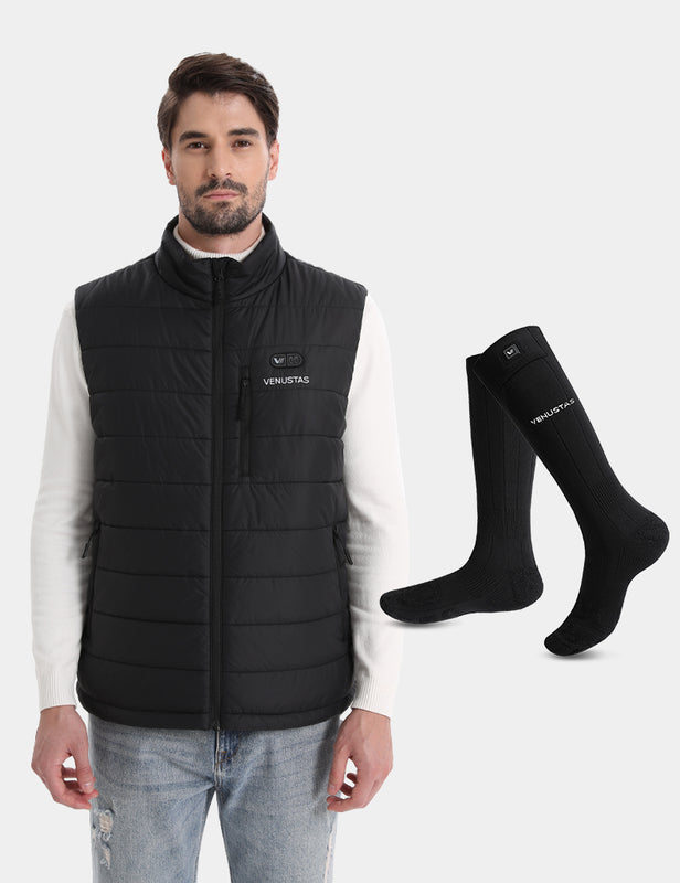 Men's Heated Dual Control FELLEX® Vest 12V & Unisex Heated Socks, EM27 & S11