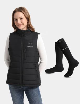 Women's Dual-Control Heated Classic Vest 12V & Unisex Heated Socks, EW28 & S11