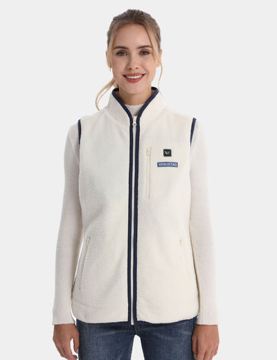 Women's Colorblock Heated Recycled Sherpa Vest 7.4V - Milk White