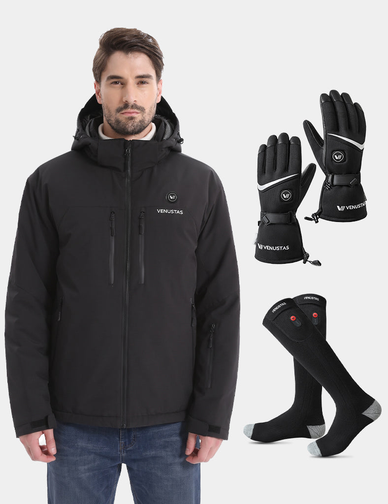 Men's Waterproof Heated Lightweight FELLEX® Jacket 12V & Heated Socks & Heated Gloves, M19 & S10 & G02