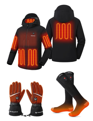 Men's Waterproof Heated Lightweight FELLEX® Jacket 12V & Heated Socks & Heated Gloves, M19 & S10 & G02
