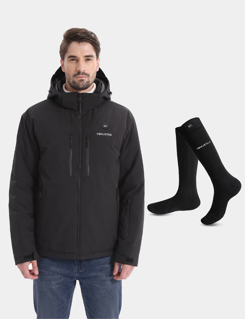 Men's Waterproof Heated Lightweight FELLEX Jacket 12V & Unisex Heated Socks, M19 & S11