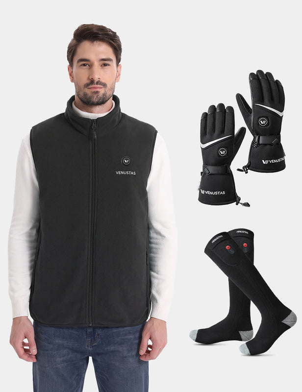 Men's Heated Fleece Vest 7.4V & Heated Socks & Heated Gloves, M2117 & S10 & G02