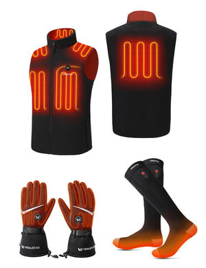 Men's Heated Fleece Vest 7.4V & Heated Socks & Heated Gloves, M2117 & S10 & G02 hover