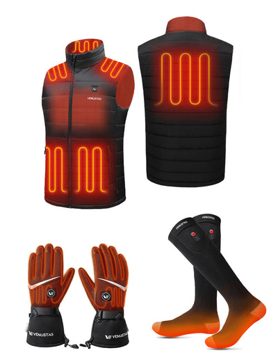 Men's Classic Heated Vest 7.4V & Heated Socks & Heated Gloves, M2118 & S10 & G02
