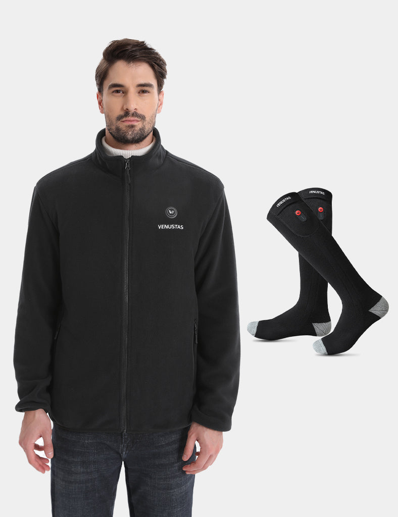Zipper up Heated Fleece Jacket for Men 7.4V & Heated Socks, M2136 & S10