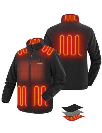 Zipper up Heated Fleece Jacket for Men 7.4V, M2136 - Black