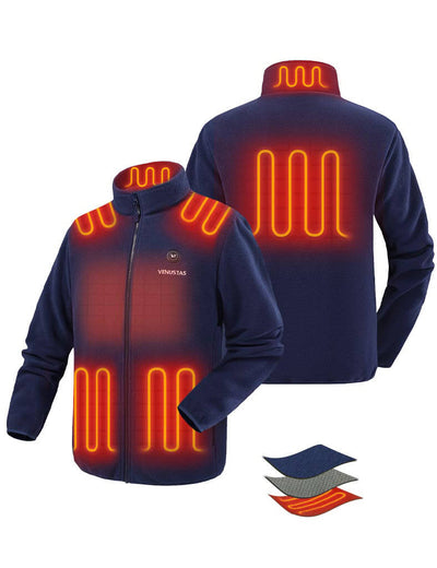 Zipper up Heated Fleece Jacket for Men 7.4V, M2136 - Navy
