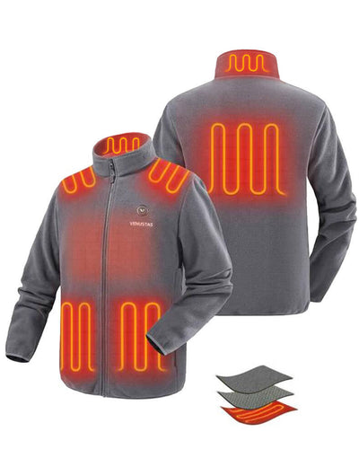 Zipper up Heated Fleece Jacket for Men 7.4V, M2136 - Grey