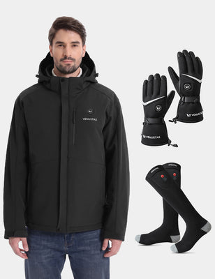 Men's Heated Jacket 7.4V & Heated Socks & Heated Gloves, M2168 & S10 & G02