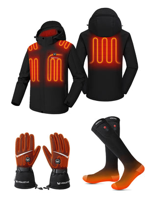 Men's Heated Jacket 7.4V & Heated Socks & Heated Gloves, M2168 & S10 & G02