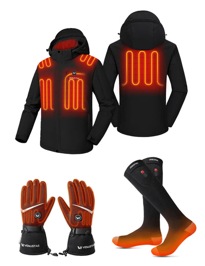 Men's Heated Jacket 7.4V & Heated Socks & Heated Gloves, M2168 & S10 & G02