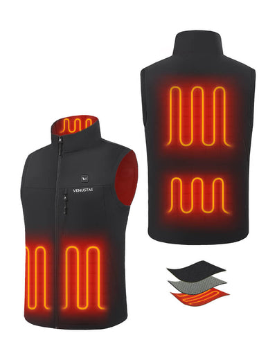 Men's Lightweight Recycled Heated Softshell Vest 7.4V, M41 - Black