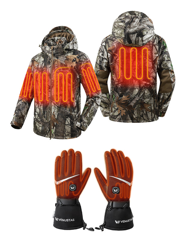 Men's Heated Silent Hunting Jacket 7.4V - Next Camo G2™ & Heated Gloves, M45 Max & G02