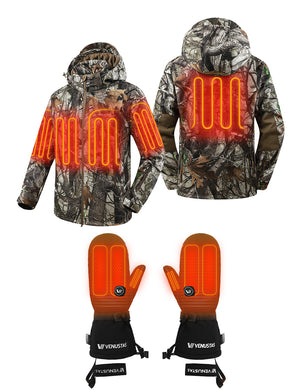 Men's Heated Silent Hunting Jacket 7.4V - Next Camo G2™ & Heated Mittens, M45 Max & G03 hover