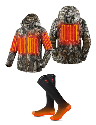Men's Heated Silent Hunting Jacket 7.4V - Next Camo G2™ & Heated Socks, M45 Max & S10