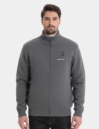 Men's Heated Sweater Jacket | Soft Knit & Fuzzy Fleece Lining