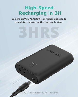7.4V/12V Battery (54Wh), 7.5K Venustas power bank black with high-speed recharging in 3H