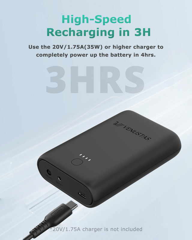 7.4V/12V Battery (54Wh), 7.5K Venustas power bank black with high-speed recharging in 3H