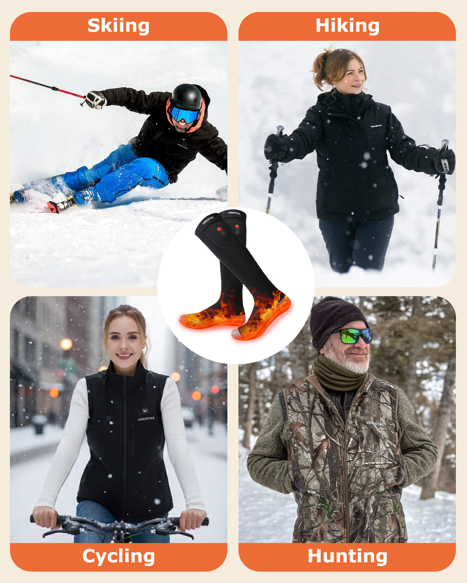 [Upgrade] Unisex Heated Socks 7.4V (with Full Foot Coverage), S10