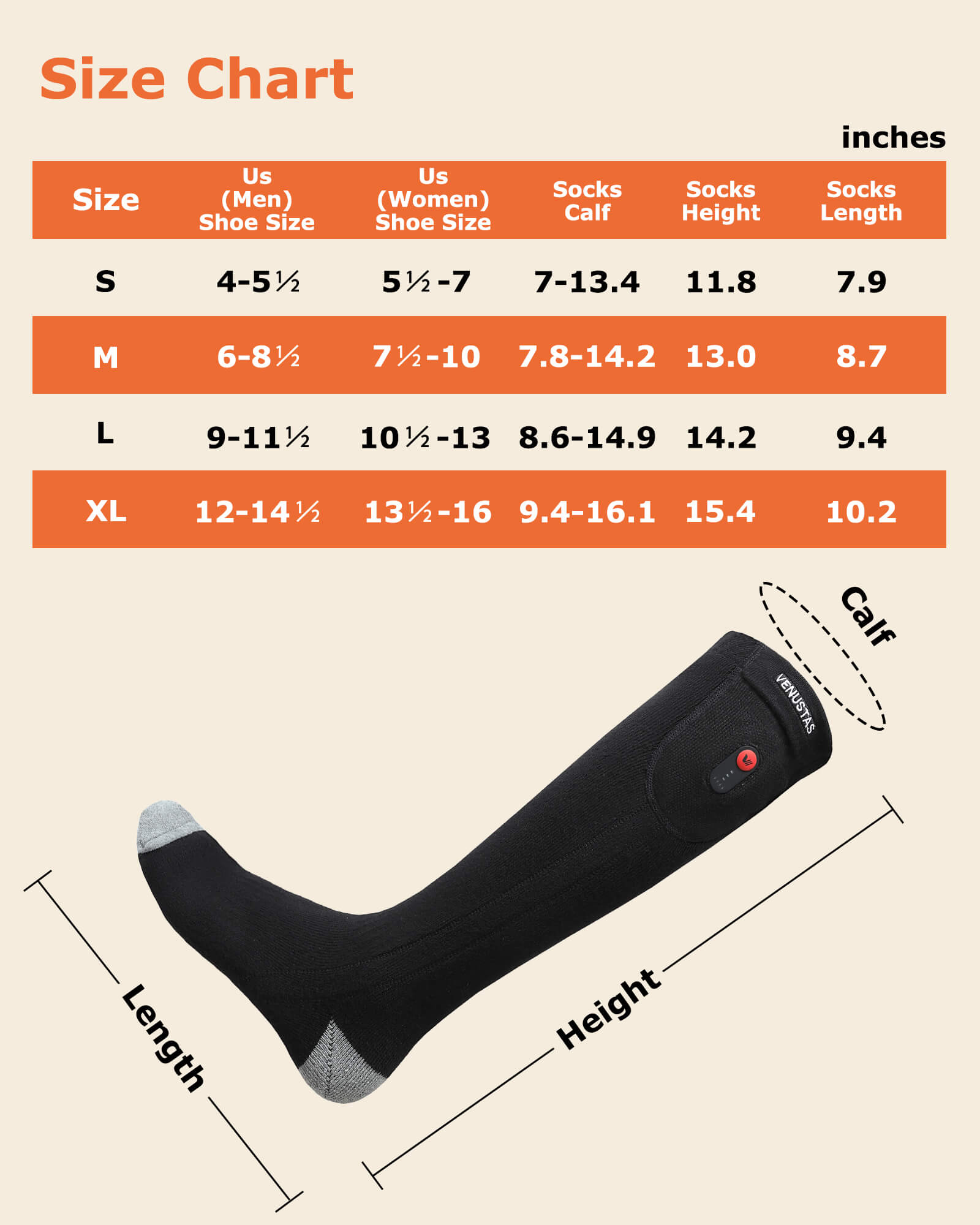 [Upgrade] Unisex Heated Socks 7.4V (with Full Foot Coverage), S10