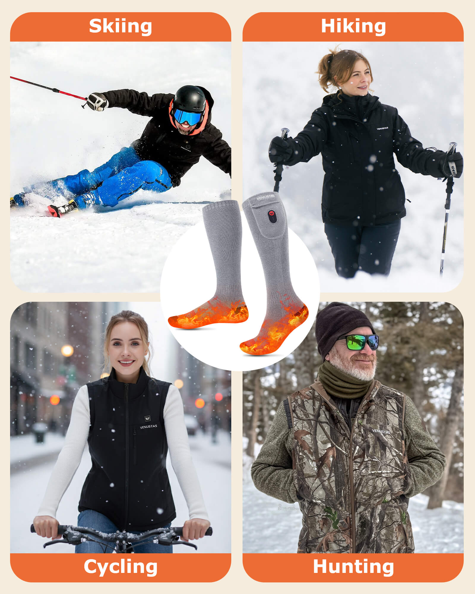 [Upgrade] Unisex Heated Socks 7.4V (with Full Foot Coverage), S10