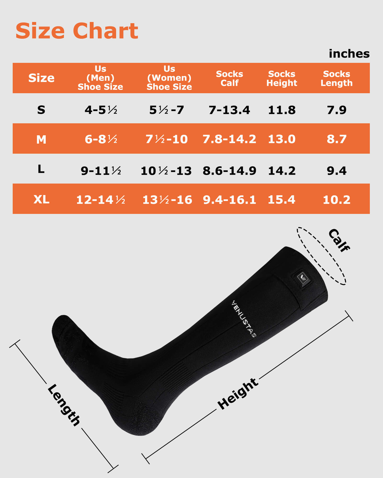 [Upgrade] Unisex Heated Socks 7.4V (with Half-Foot Coverage), S11