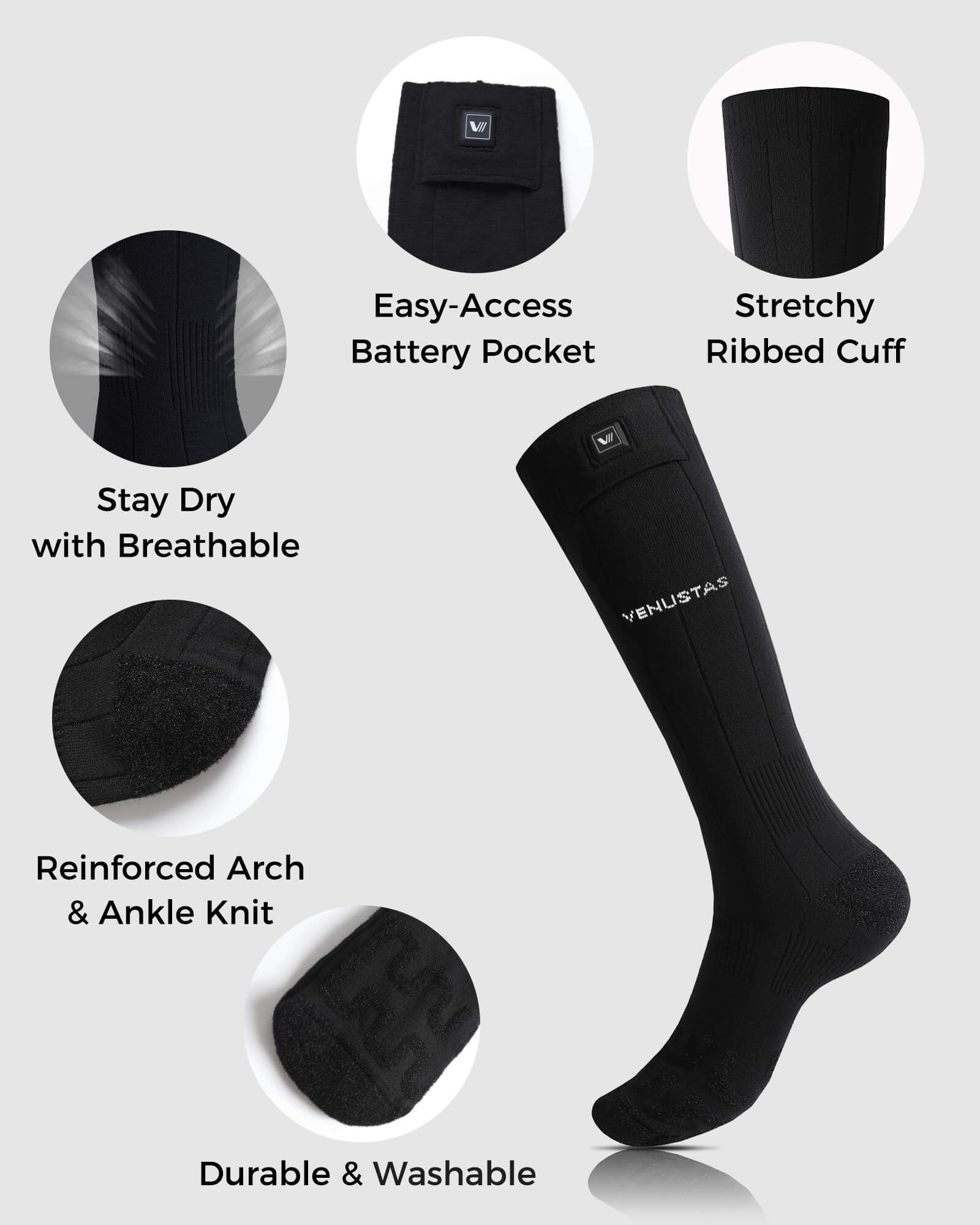 [Upgrade] Unisex Heated Socks 7.4V (with Half-Foot Coverage), S11