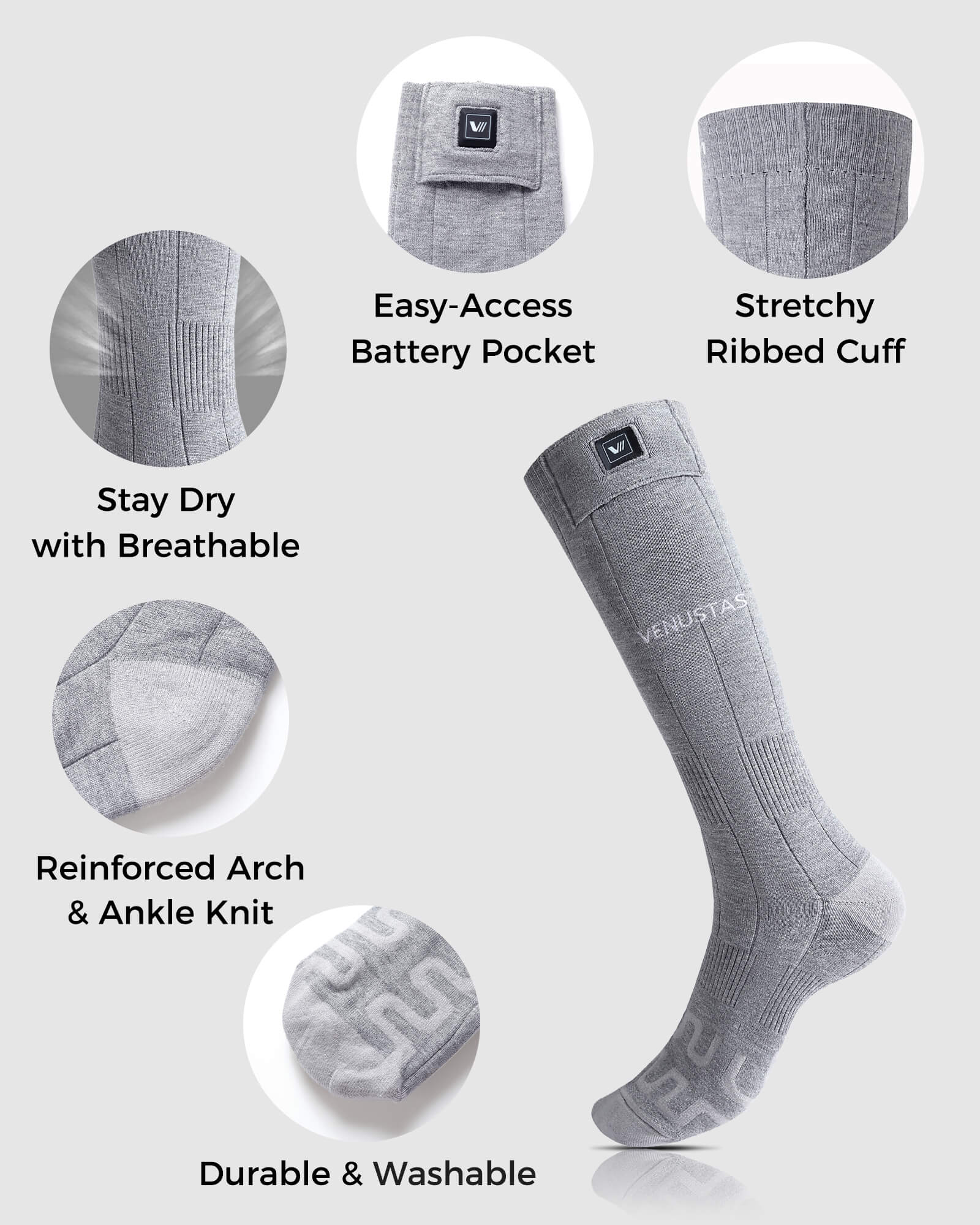 [Upgrade] Unisex Heated Socks 7.4V (with Half-Foot Coverage), S11