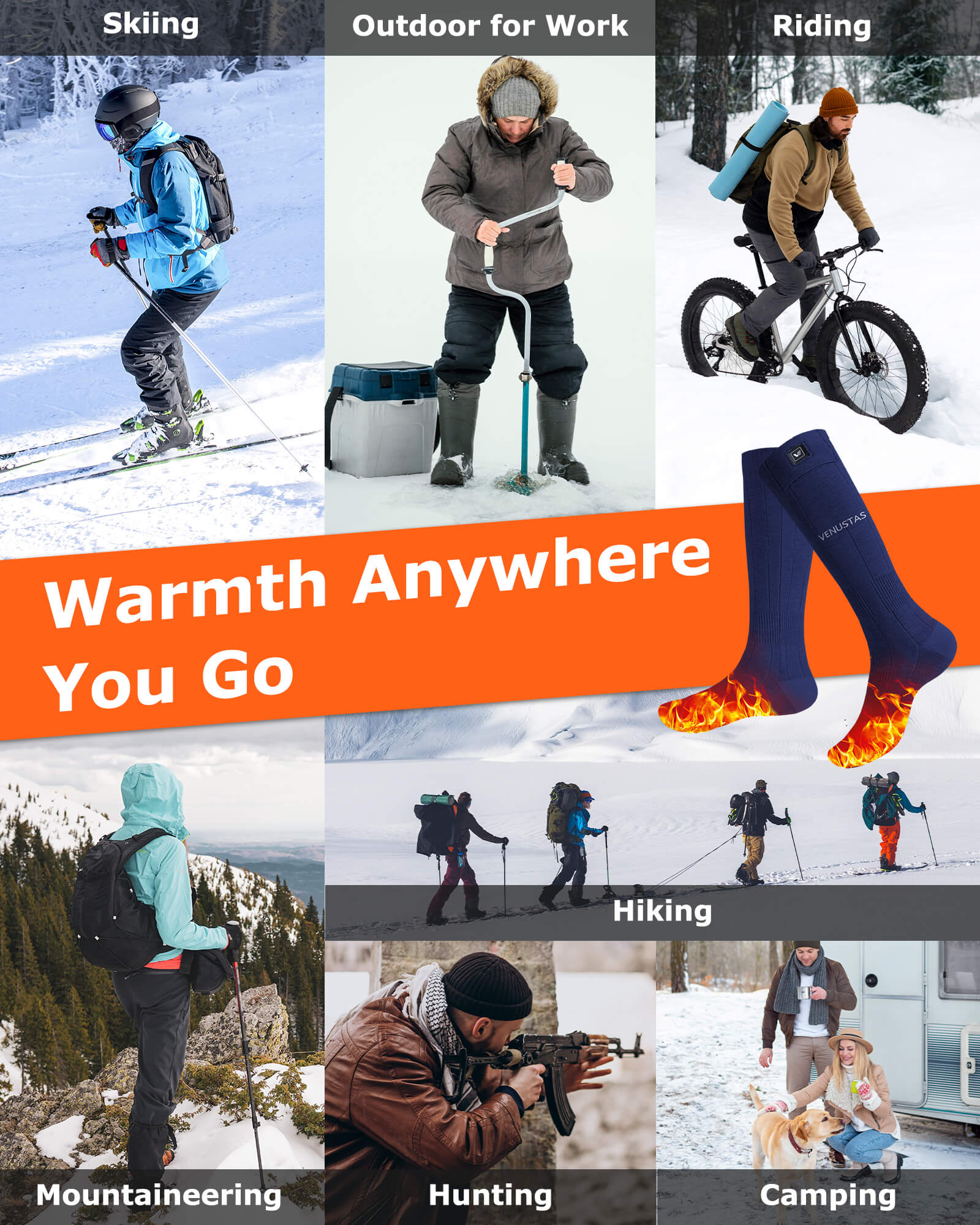 [Upgrade] Unisex Heated Socks 7.4V (with Half-Foot Coverage), S11