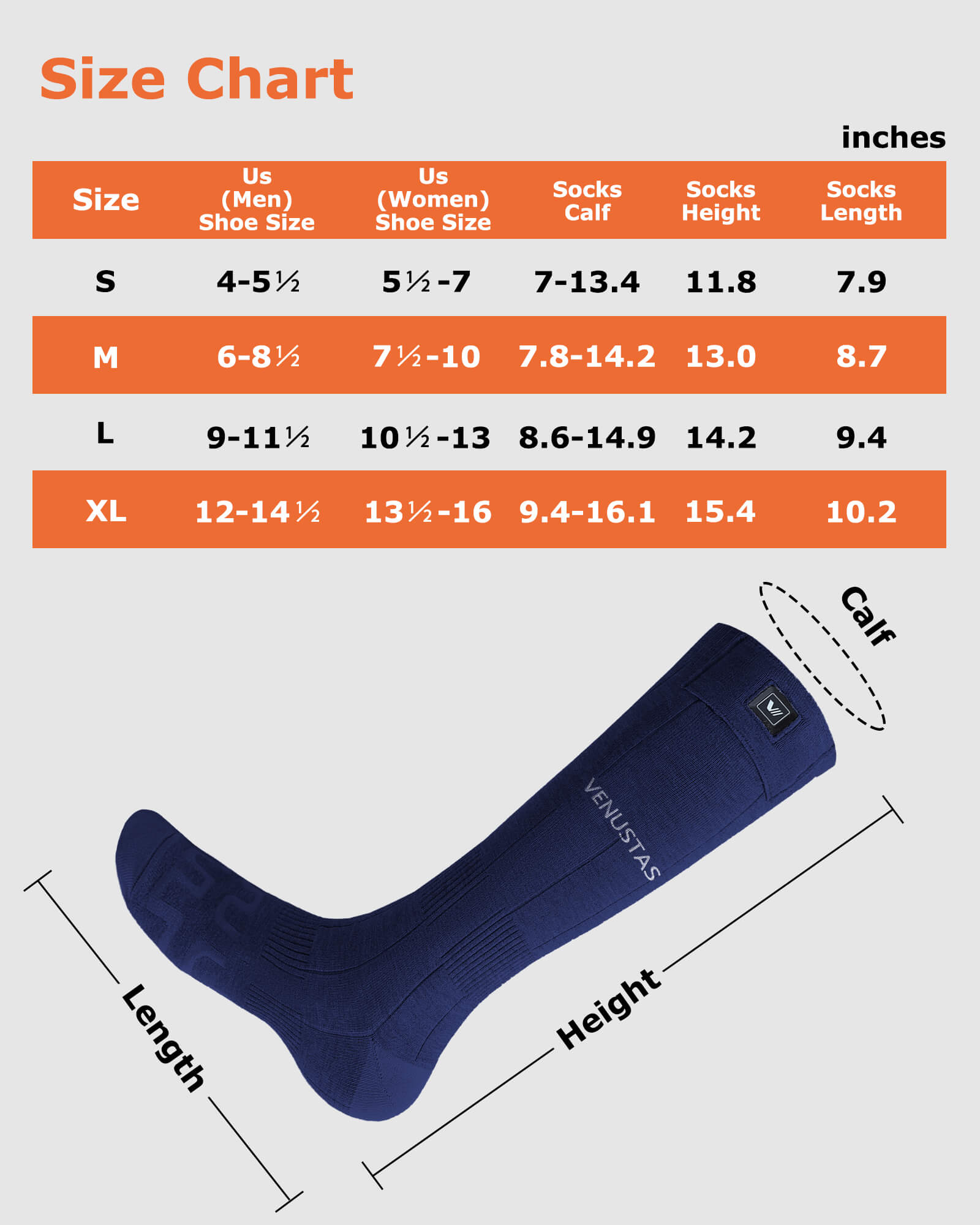 [Upgrade] Unisex Heated Socks 7.4V (with Half-Foot Coverage), S11