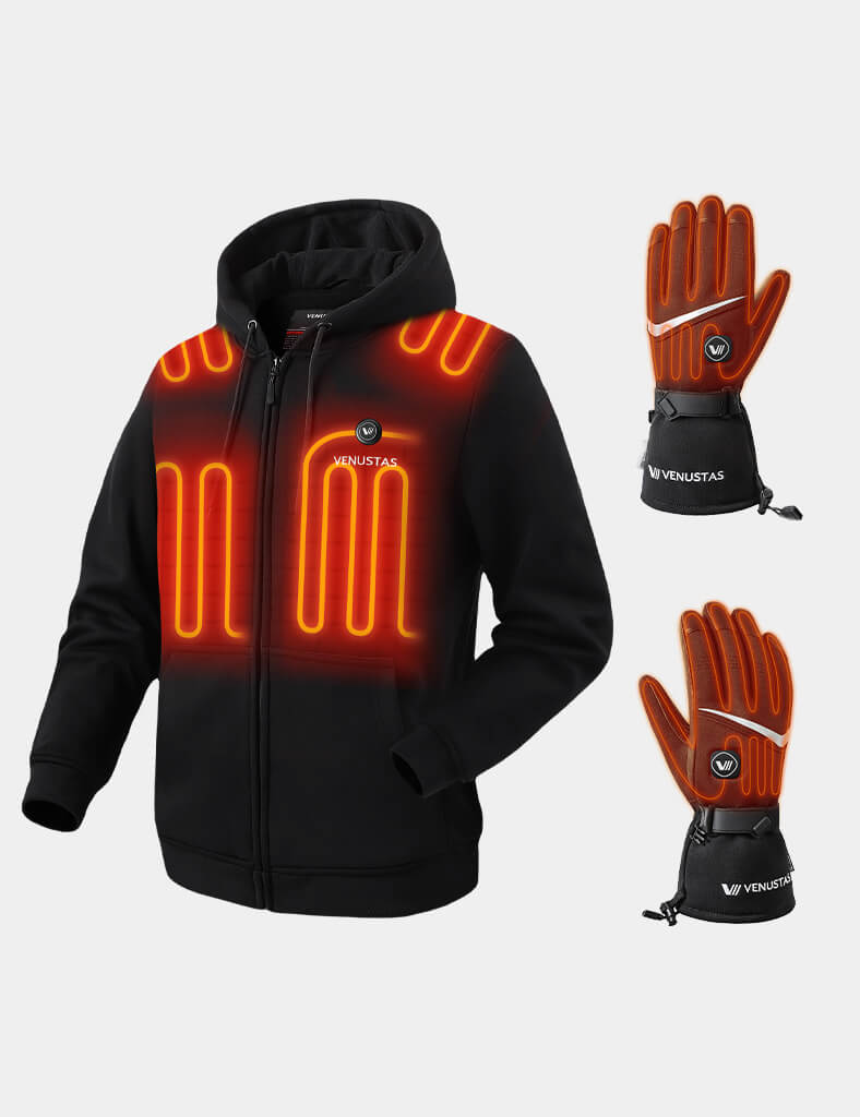 Unisex Zipper Up Heated Hoodie 7.4V & Heated Gloves, U2138 & G02