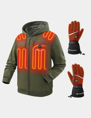 Unisex Zipper Up Heated Hoodie 7.4V & Heated Gloves, U2138 & G02