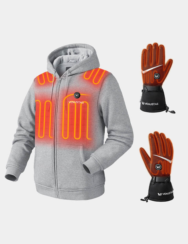 Unisex Zipper Up Heated Hoodie 7.4V & Heated Gloves, U2138 & G02