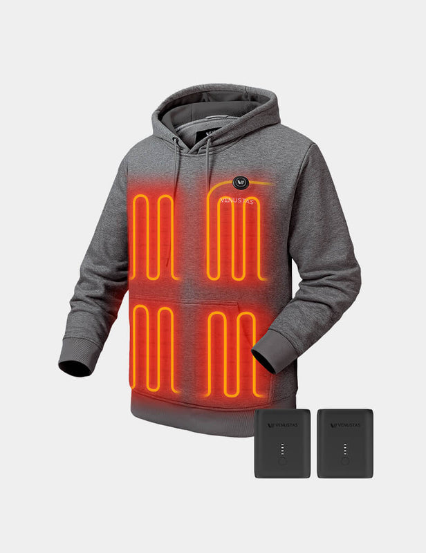 Unisex Pullover Heated Hoodie with Heating Pockets 7.4V, U2139 & Extra Battery