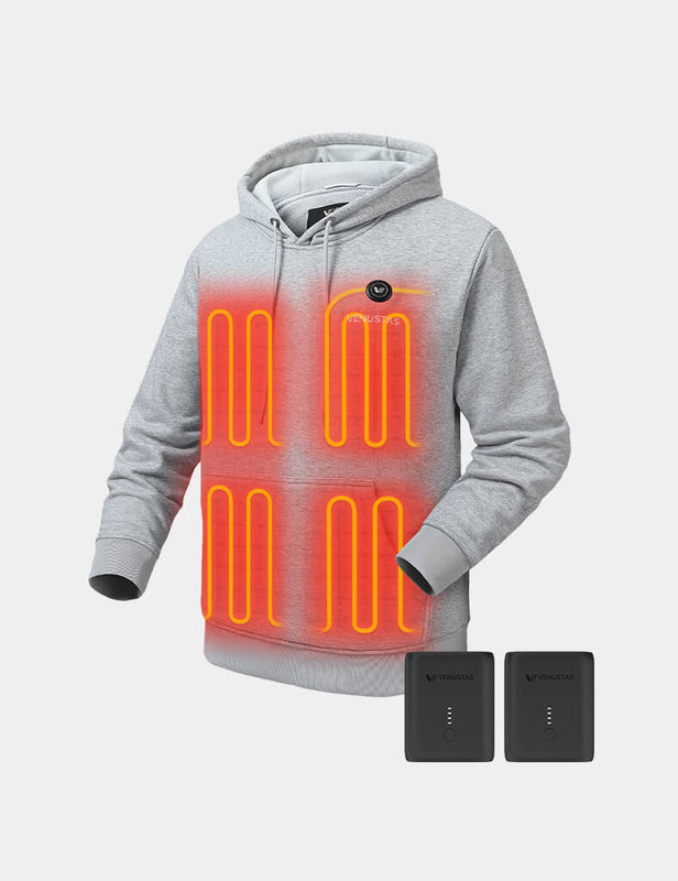Unisex Pullover Heated Hoodie with Heating Pockets 7.4V, U2139 & Extra Battery