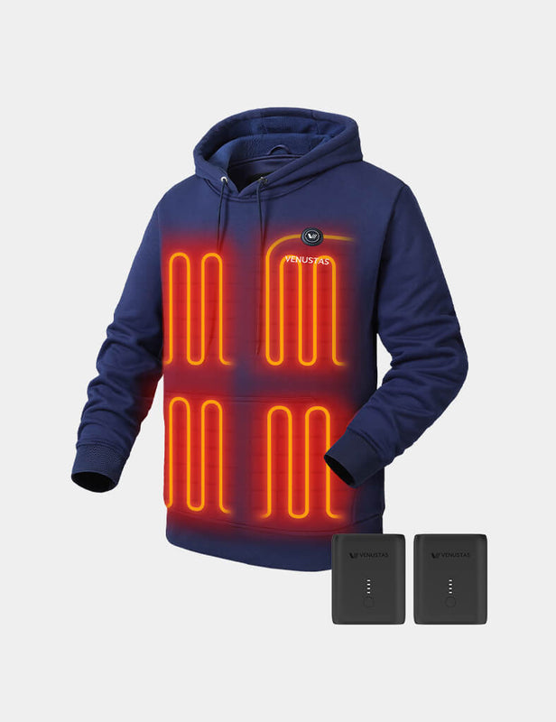 Unisex Pullover Heated Hoodie with Heating Pockets 7.4V, U2139 & Extra Battery