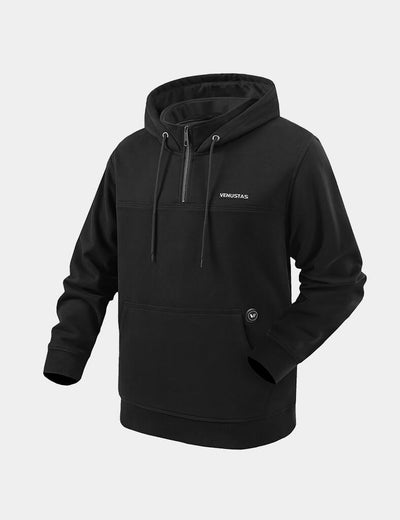 Unisex Heated Fleece Pullover Hoodie 1/4 Zip 7.4V, U40 [Final Sale] - Black