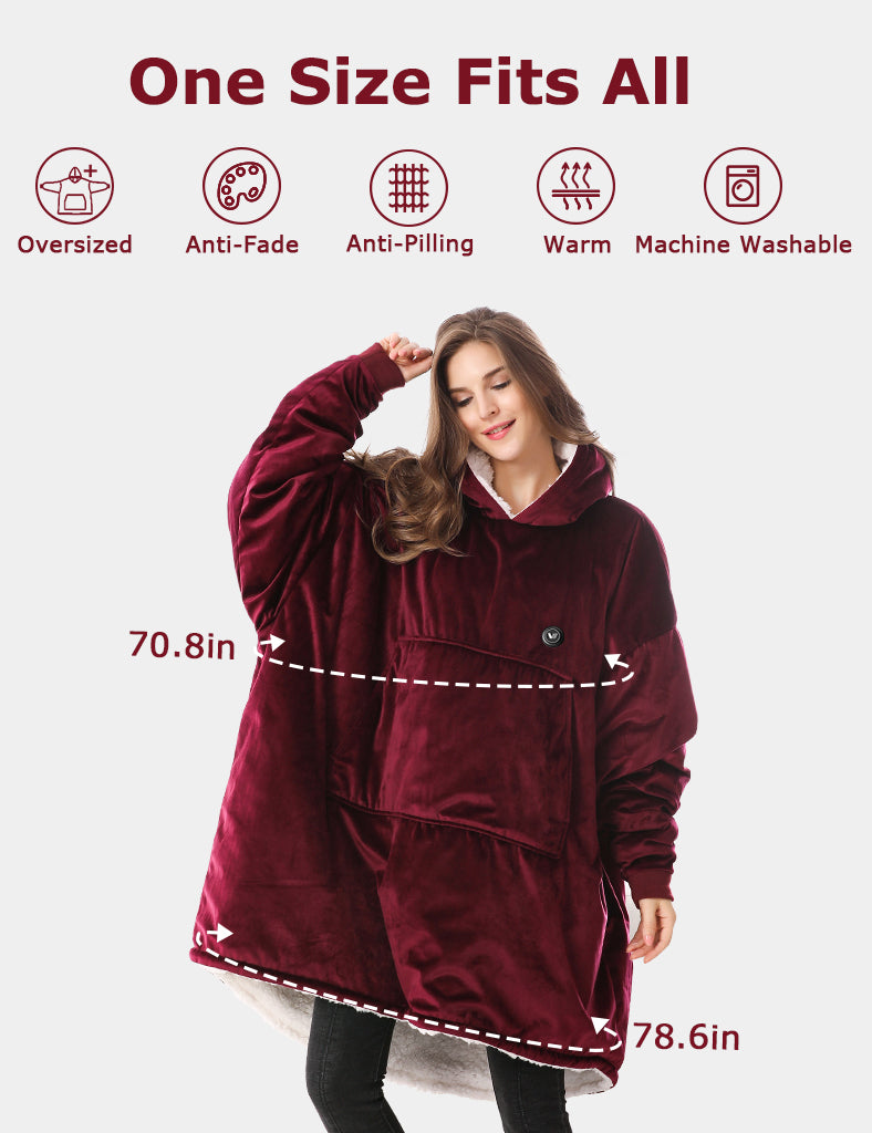 [Upgrade] Unisex Heated Wearable Blanket Hoodie 7.4V, U2169U