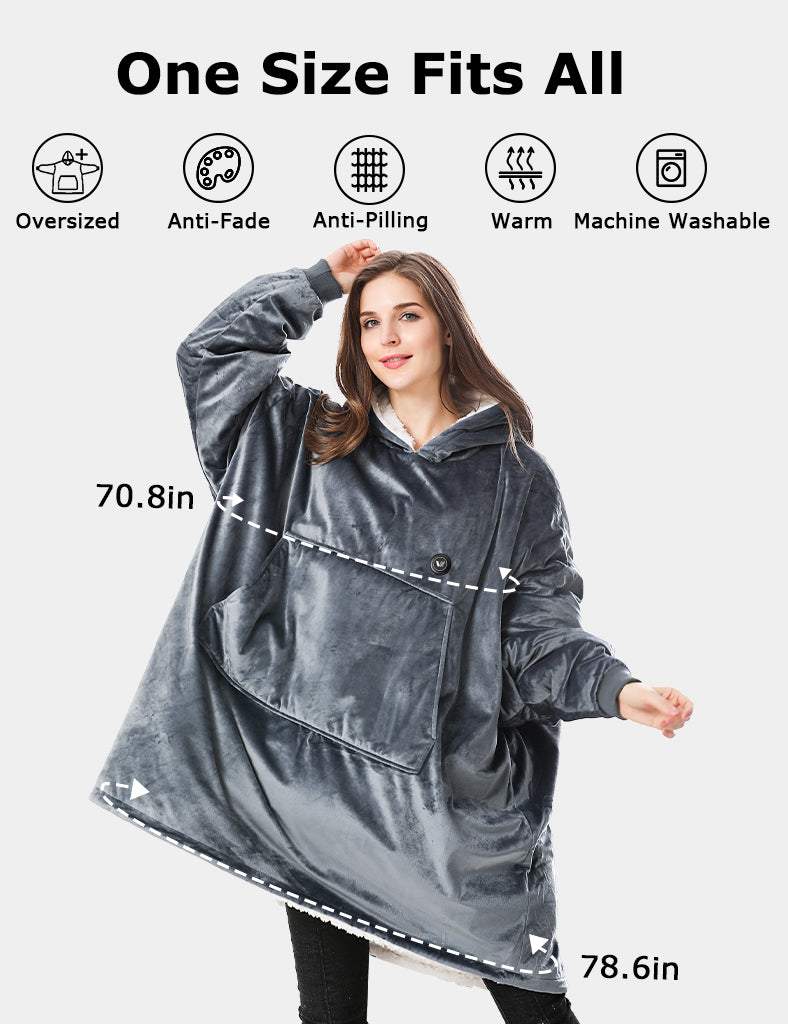 [Upgrade] Unisex Heated Wearable Blanket Hoodie 7.4V, U2169U