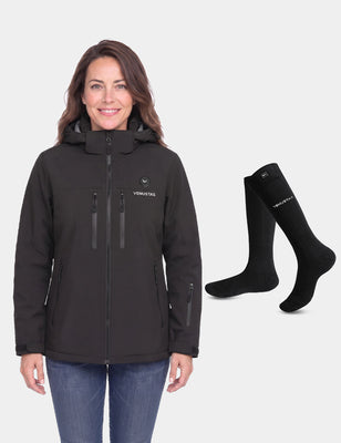 Women's Waterproof Heated Lightweight FELLEX Jacket 12V & Unisex Heated Socks, W20 & S11